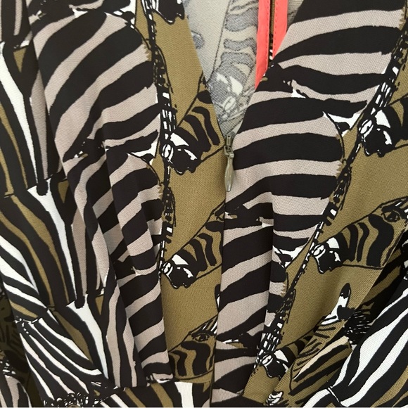 Banana Republic Issa London Collection Dress, Olive Zebra-printed  Kimono, sz 12 - Picture 10 of 13